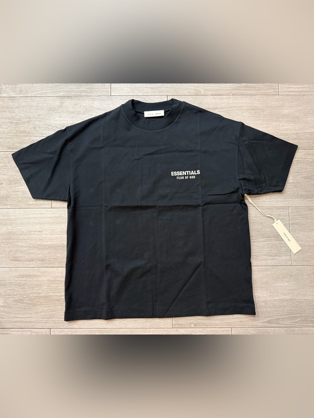 Fear of God Essentials SS25 Classic Fit Tee 125AS254190F Vintage Jet Black Large